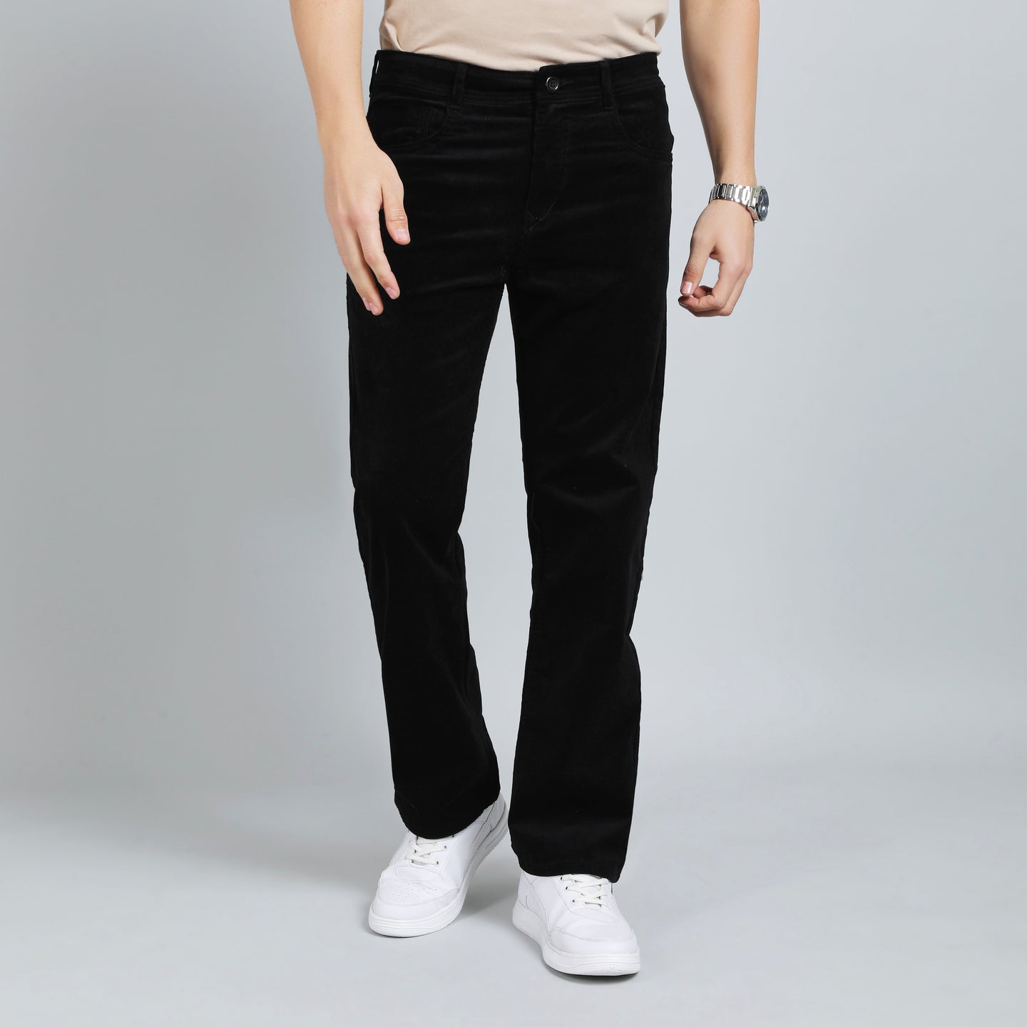 OYSTER BLACK CORDUROY PANTS 4770-4